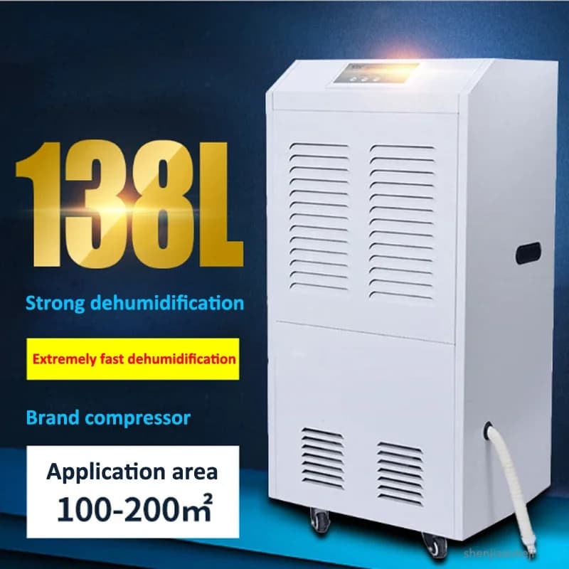 138L/giorno Deumidificatore industriale intelligente Essiccatore elettrico Deumidificatore commerciale Deumidificatore di grandi aree KJ-8138C