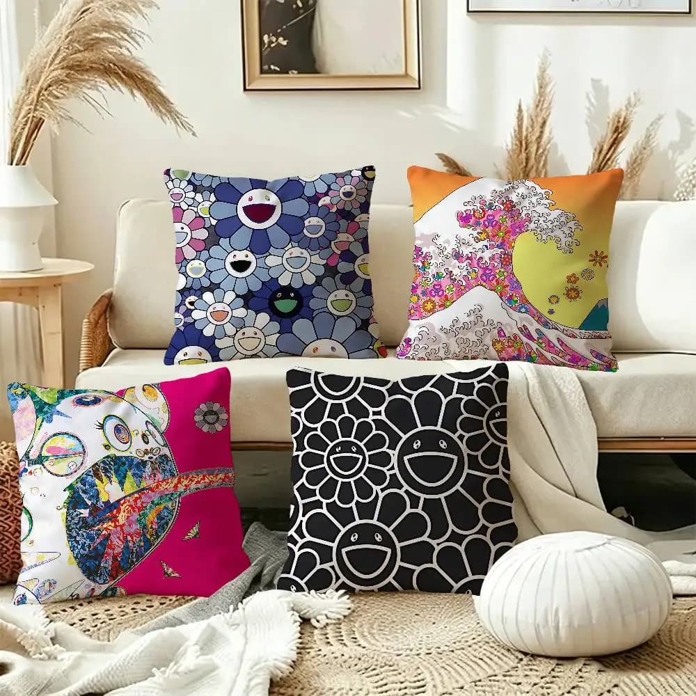 Art T-Takashi M-Murakamis Cushion Cover Inches Farmhouse Decor Home Throw Pillow Covers for Couch Decorations