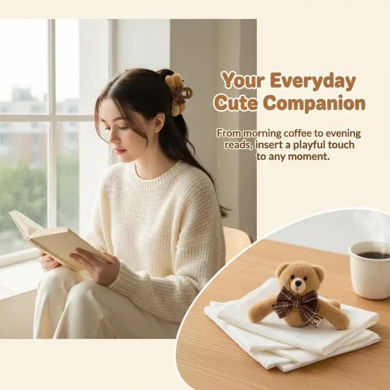 Cute Bear Plush Hair Clip Cartoon Headband Fashionable Elegant Versatile Hair Accessory Sweet Sle Universal Fit Hair Accessories