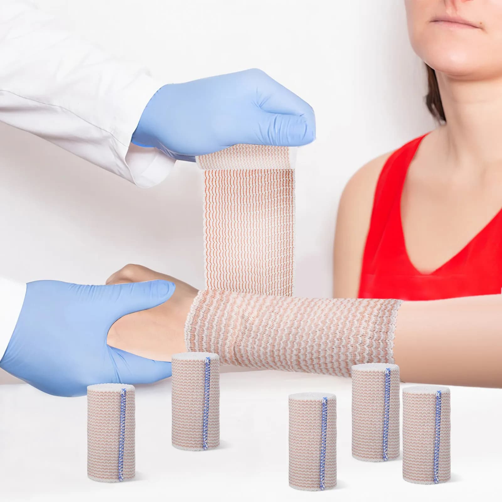 6 Rolls Elastic Bandage Sports Stretch Wrap Comfortable Breathable Ankle Wrist Knee Leg Shoulder Feet Support Striped