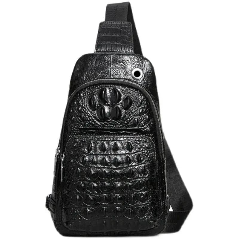 New Fashion Cow Genuine Leather Men Waist Packs Casual Chest Bags High Quality Boy Alligator Pattern Brand Design Chest Shoulder