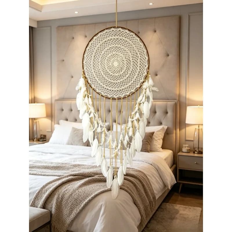 1/2pcs Feather Wind Chime Crochet Dreamcatcher Stylish Hanging Decor For Home Entryway