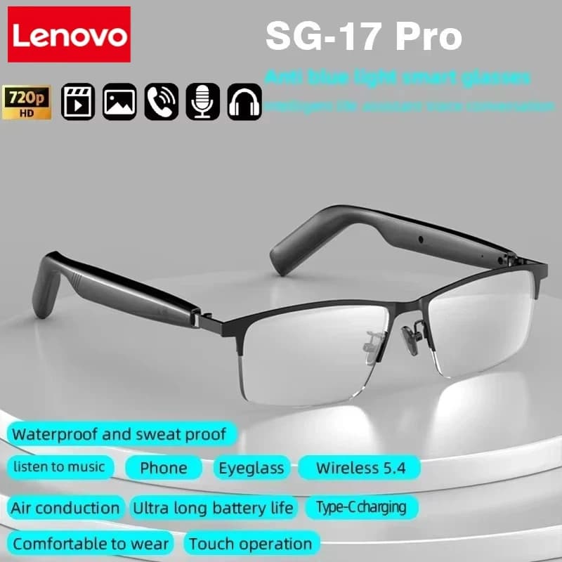 Lenovo Smart Glasses for Taken Photos and Videos, 4K HD Camera with Color Variable lenses, 260mAh Battery