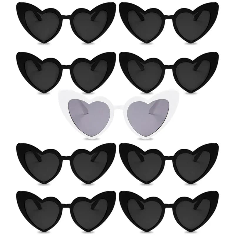 Occhiali da sole a forma di cuore per addio al nubilato, decorazioni per addio al nubilato, forniture per addio al nubilato, occhiali da regalo per la sposa e la damigella d'onore
