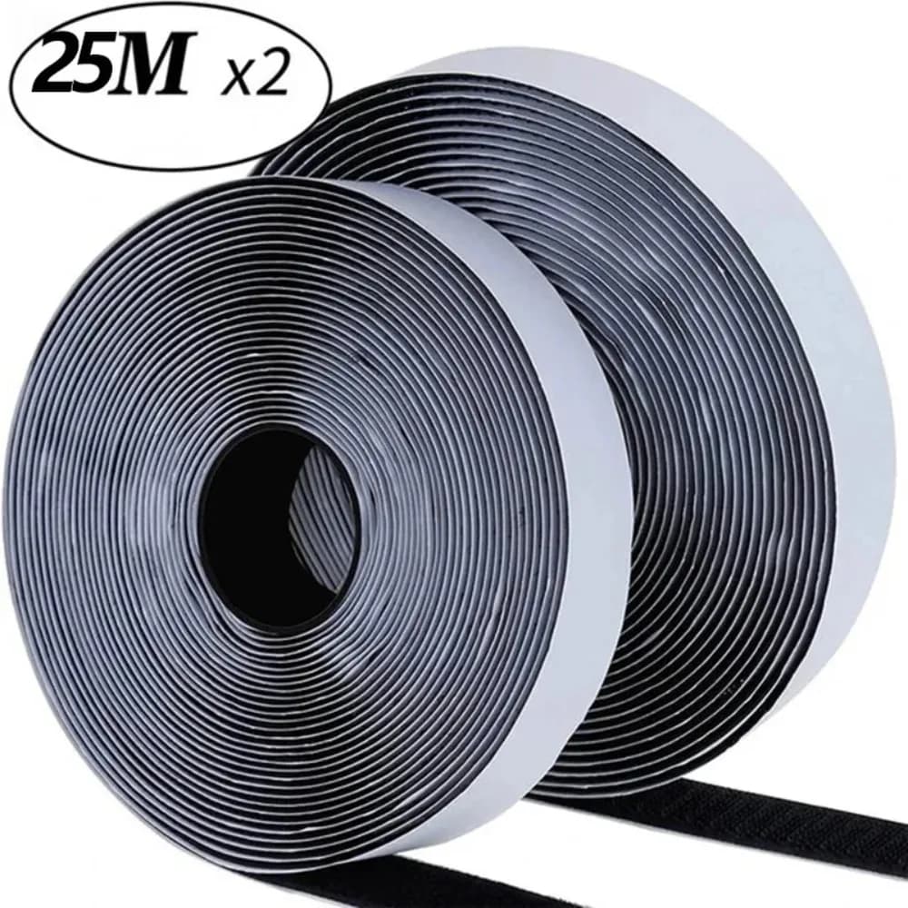 Nastro Adesivo Magico Autoadesivo con Gancio e Anello in Nylon, Nastro Adesivo in Velcro 16/20/25/30mm 25 Metri