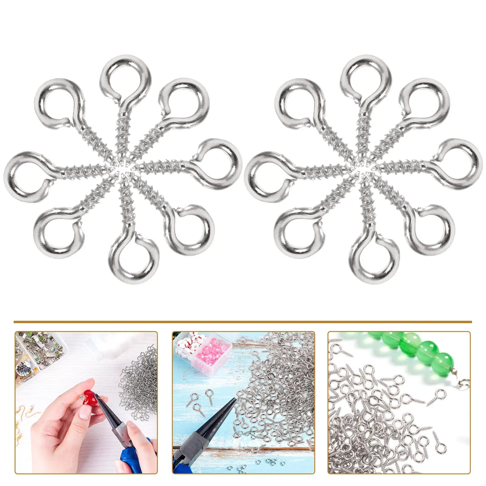 500Pcs Mini Screw Eye Pins Jewelry Making Findings for Crafting DIY Accessories Small Screw Pegs for Bracelets Necklaces