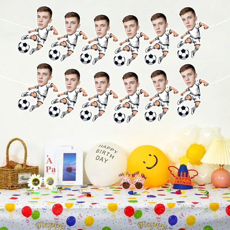 6/12pcs Football Enthusiasts Theme Customize Your Own Avatar Hanging Banners Flags Bedroom Living Room Doors Windows Supplies