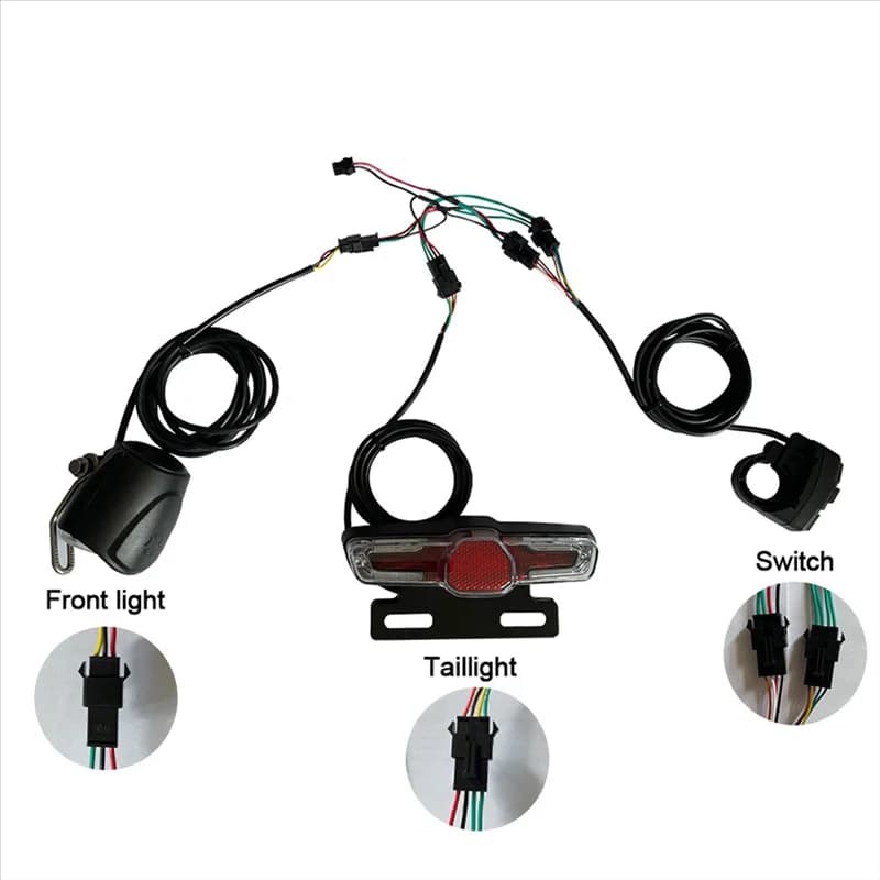 A51Q-Bici Elettrica 36V 48V Faro Luci Anteriori Fanali Posteriori Luci di Avvertimento Posteriori LED Proiettore Notturno Faro Parte di Ciclismo