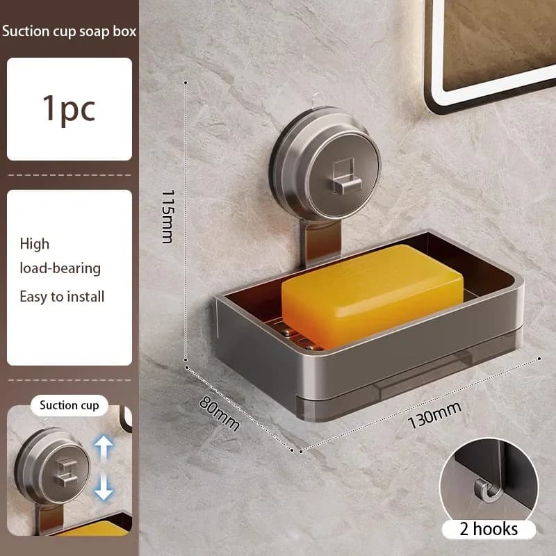 Portasapone a ventosa con gancio Portasapone salvaspazio a parete senza punzonatura con organizer per acqua di scarico Accessori per il bagno