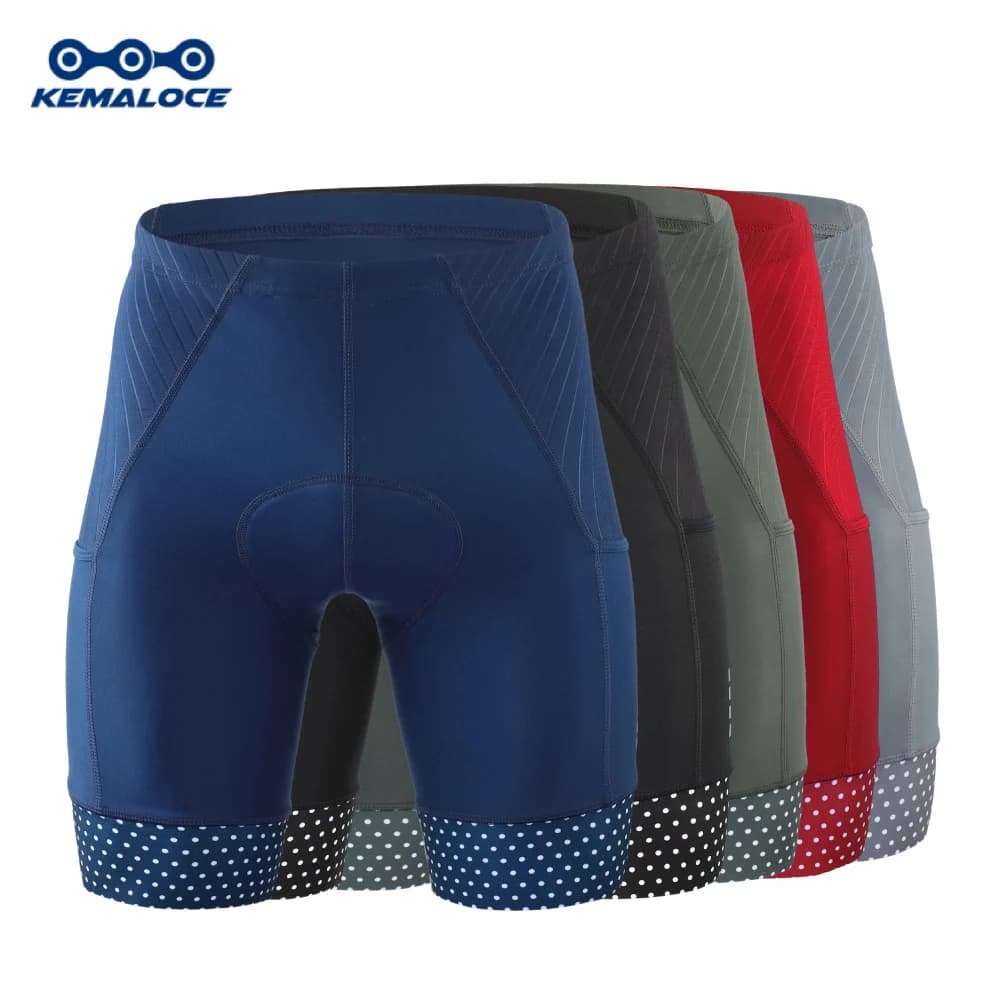 Men's cycling shorts KEMALOCE 5D cycling pants padded in blue and green gel with side pockets bike shorts MTB shockproof pant