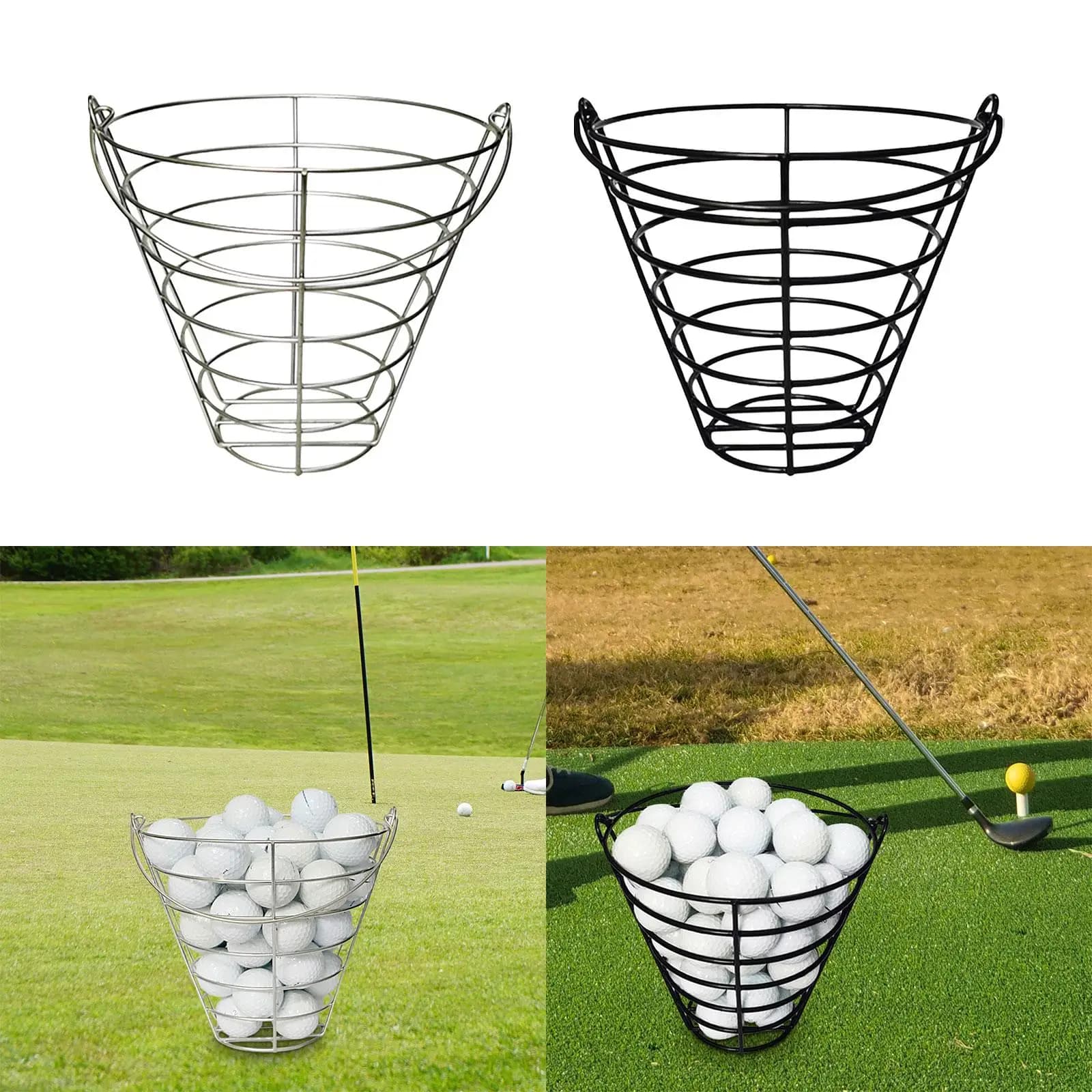 Metal Golf Ball Storage Basket Practical Portable Bucket Holder for 50 Balls Golf Course Equipment