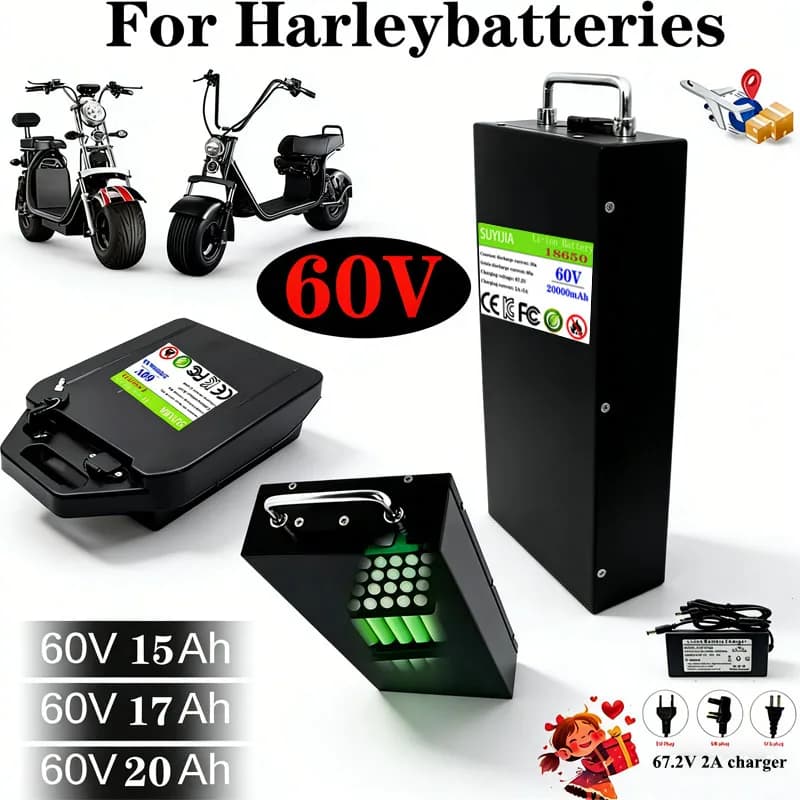 Batteria agli ioni di litio 18650 60V 15Ah-20Ah 2000W adatta per scooter elettrico pieghevole a due ruote Harley Citycoco, caricabatterie gratuito