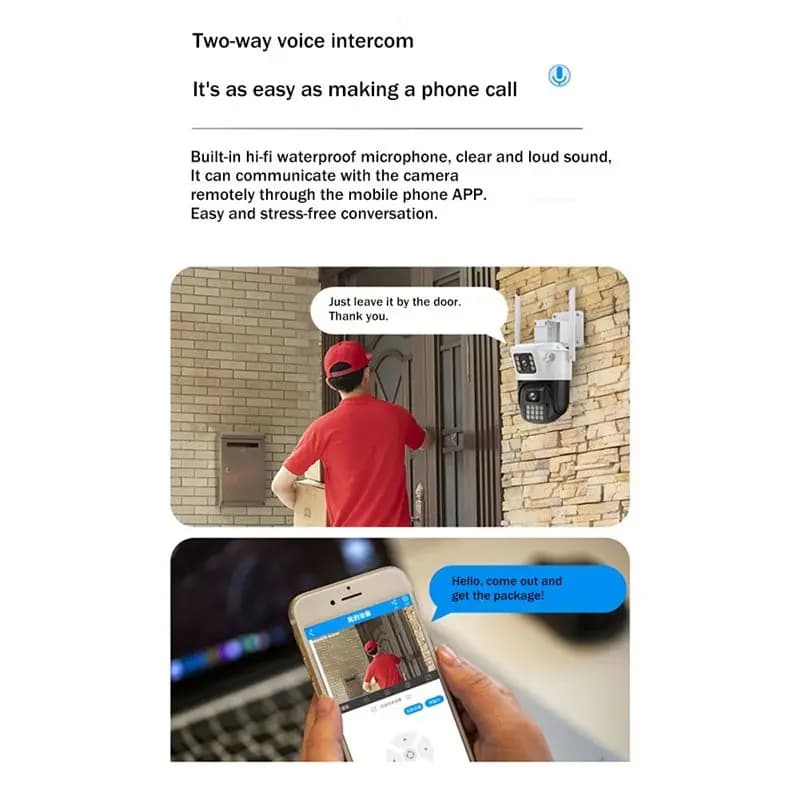 * ONE DAY Telecamera binoculare wireless WIFI da 3 MP Telecamera di sorveglianza per visione notturna a colori HD Telecamera impermeabile esterna Spina UE