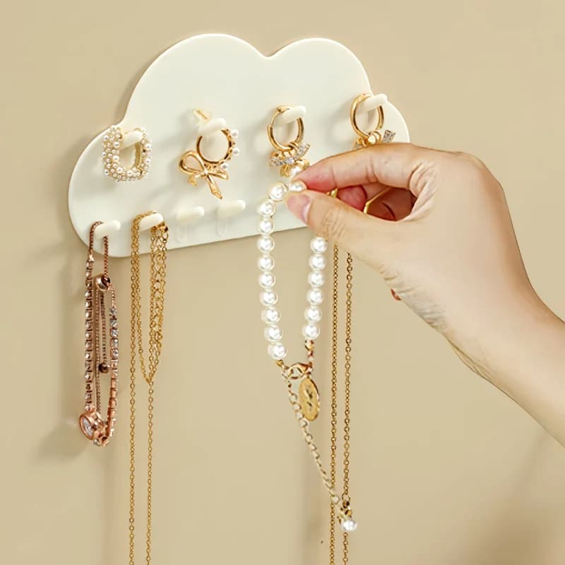 Cloud-Shaped Wall-Mounted Jewelry Storage Hook 1/2/3 Install 12 Hooks Behind Door Room Bathroom Organizer
