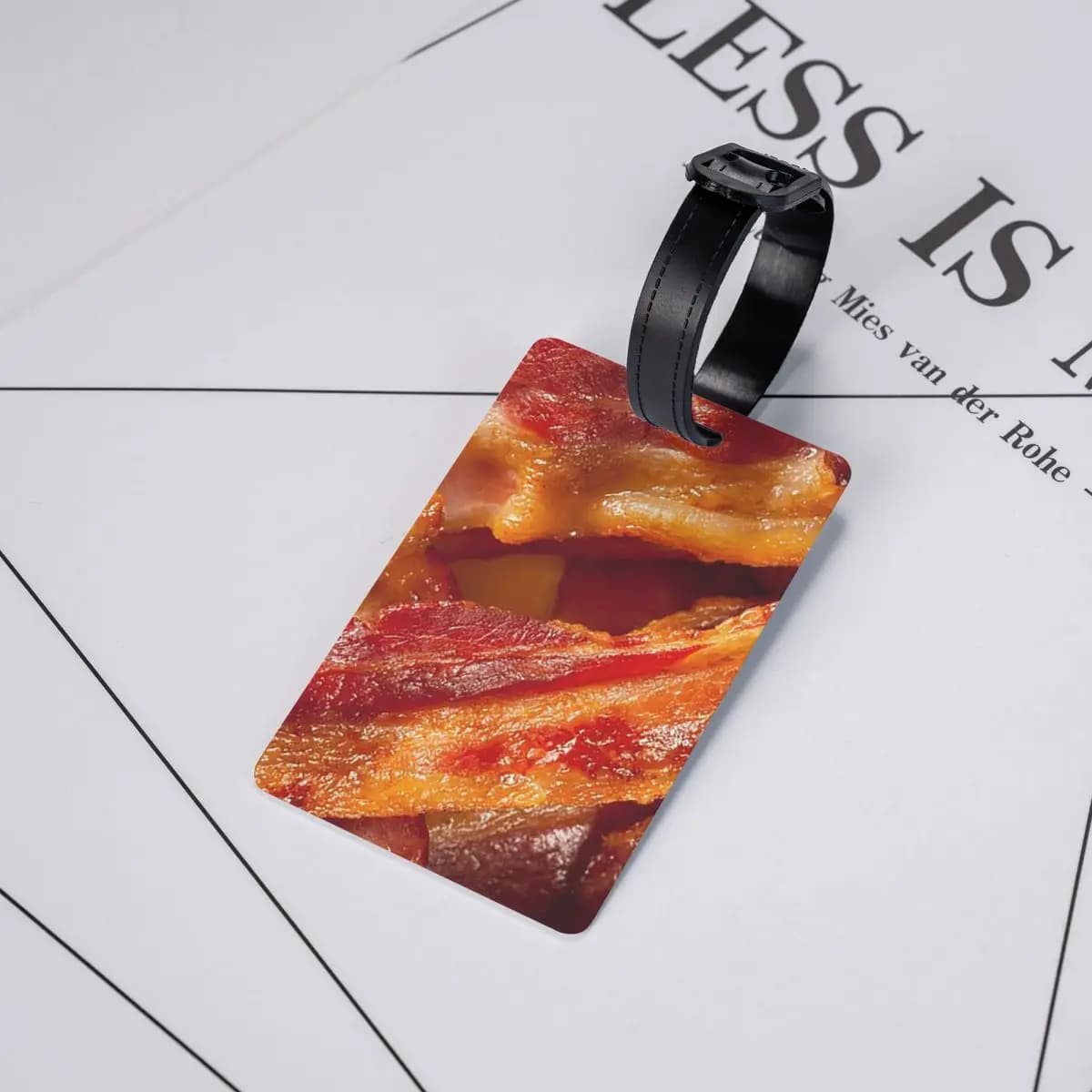 Etichette per Bagagli con Texture Croccante di Bacon per Amanti della Carne, Accessori per Valigie, Etichetta per Bagaglio da Viaggio, Porta Etichetta con Nome e Indirizzo