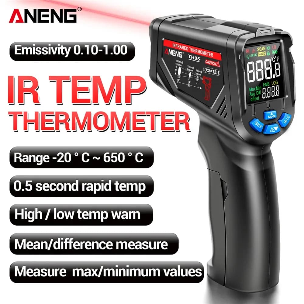 Termocamera Digitale a Infrarossi ANENG TH05 con Laser IR per Test di Tubi di Riscaldamento a Pavimento, Circuiti Industriali e Sensori - Tester di Temperatura
