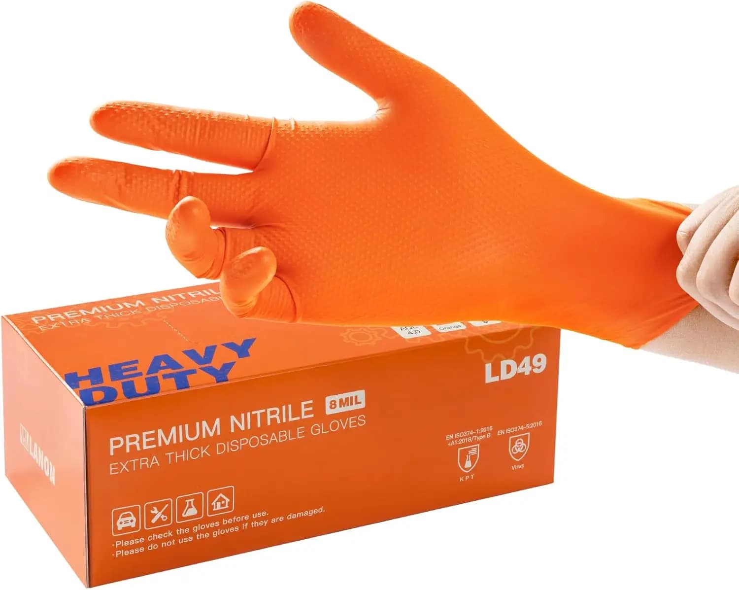 Guanti in Nitrile Monouso Resistenti, Taglia Grande, Completamente Testurizzati, Senza Lattice e Senza Polvere, per Meccanici e Uso Alimentare Sicuro