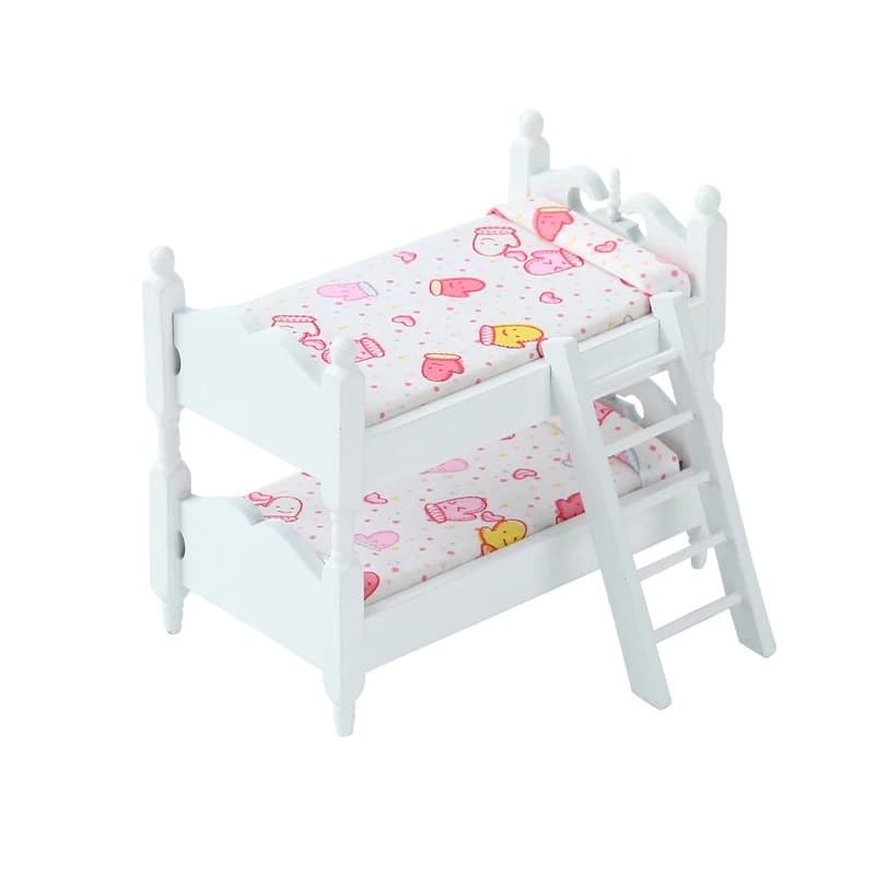 1:12 Casa delle bambole in miniatura Letto a castello Giocattolo Letto impilabile Mobili Modello di casa Decorazione Giocattolo Accessori per casa delle bambole