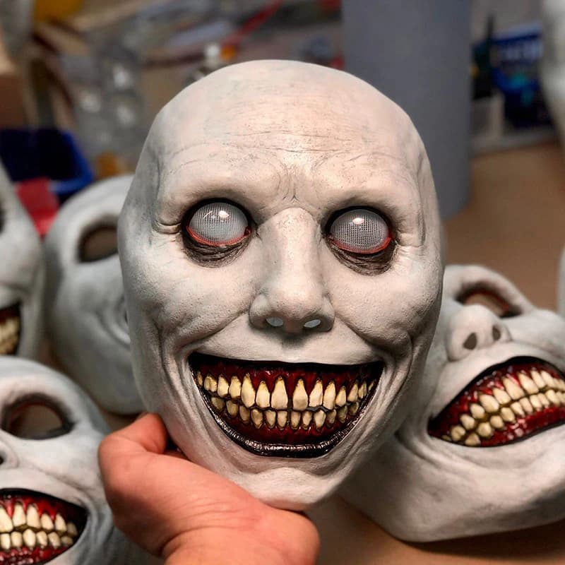 Horror L'Esorcista Demone Maschera Volto Sorridente Cosplay Evil Creepy Fantasma Teschio di Plastica Per Halloween Carnevale Festa Costume Prop