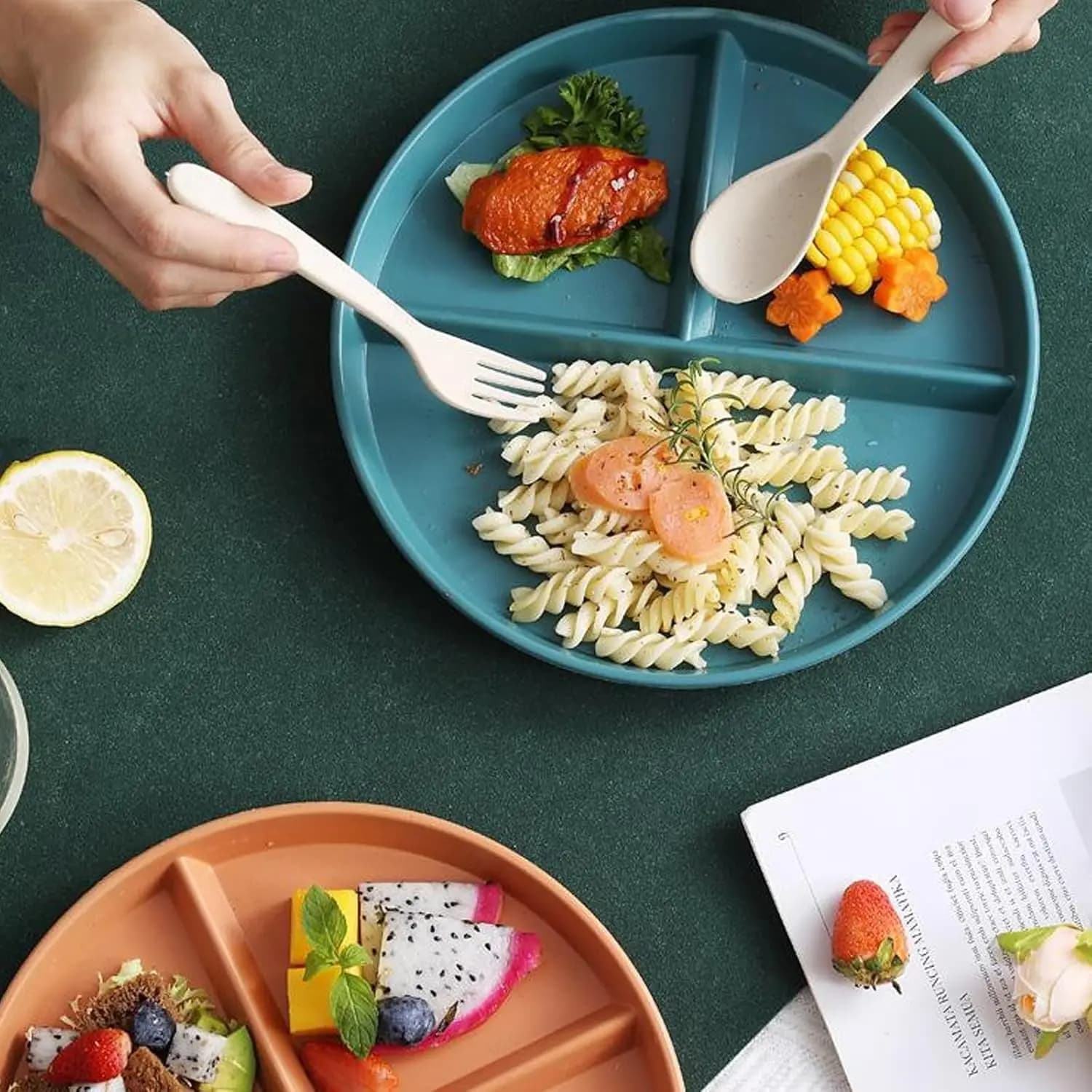 12-piece portion control plate - 9 inch divided dishes for adults Bariatric section dishes divided for adults, weight loss, dinner