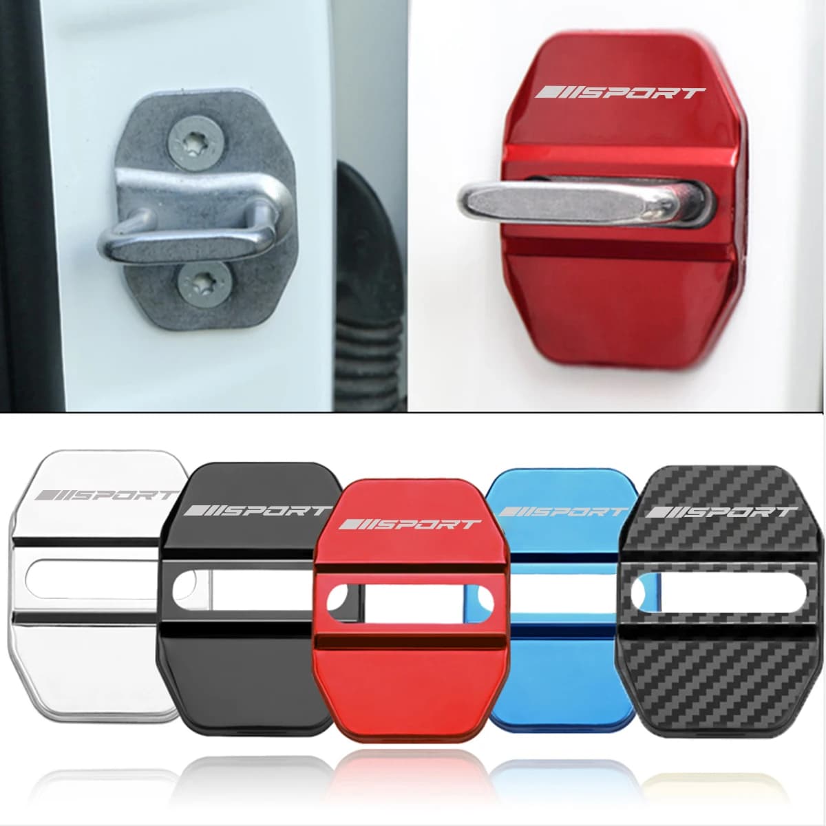 4pcs Stainless Steel Car Styling Door Lock Cover Emblems Protective Case For Dodge Ram 1500 2500 3500 Auto Accessories