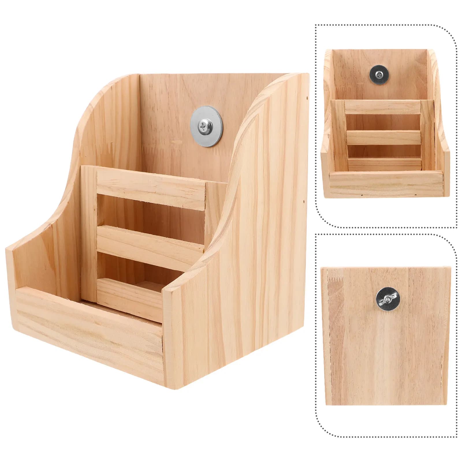 Natural Wood 2 in 1 Pet Feeder Hay Rack Feeder Bowl for Rabbits Guinea Pigs Chinchillas Squirrels Small Animal Food Hay