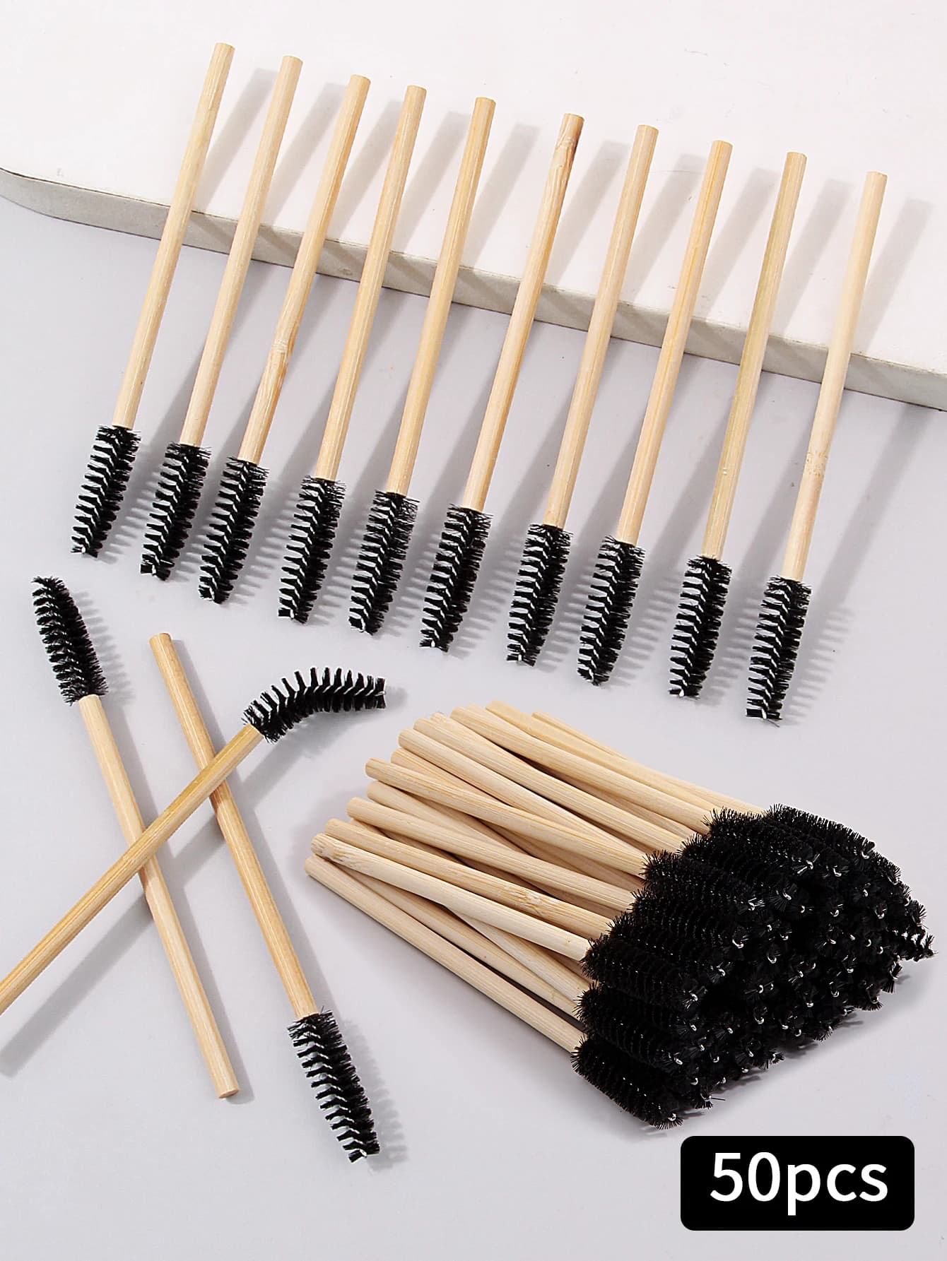 50 Pz Bamboo Manic Brush for Makeup Brush Extension Eye Lash Curling Pens Makeup Tools