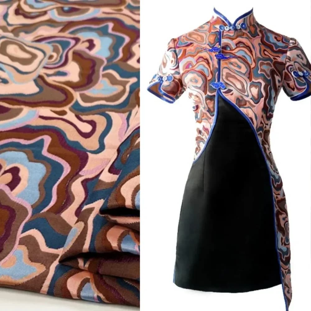 Brocade Satin Yarn-dyed Jacquard Fabric Spring and Autumn Cheongsam Soft Clothing for Dress Cloth Material Sewing by the Meter