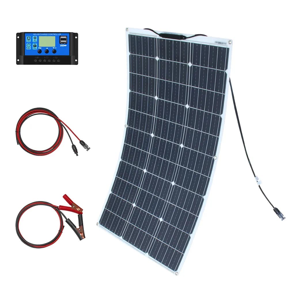 Kit pannello solare flessibile da 100 W Caricabatterie solare monocristallino da 18 V Sottile e leggero, impermeabile e pieghevole per il campeggio fuori rete