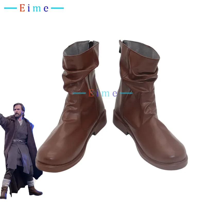 Obi Wan Cosplay Shoes PU Shoes Halloween Carnival Boots Kenobi Cosplay Prop Custom Made
