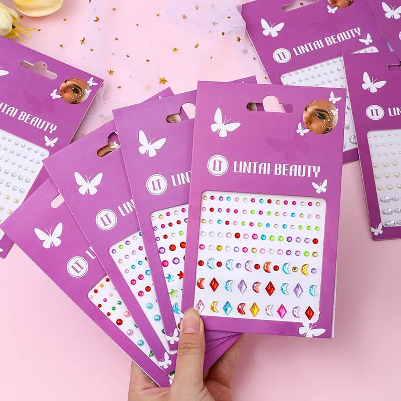 Stickers for Face with Gems, Self-adhesive Shoulders Waterproof for Party Makeup, Nail Art and Beauty Accessories