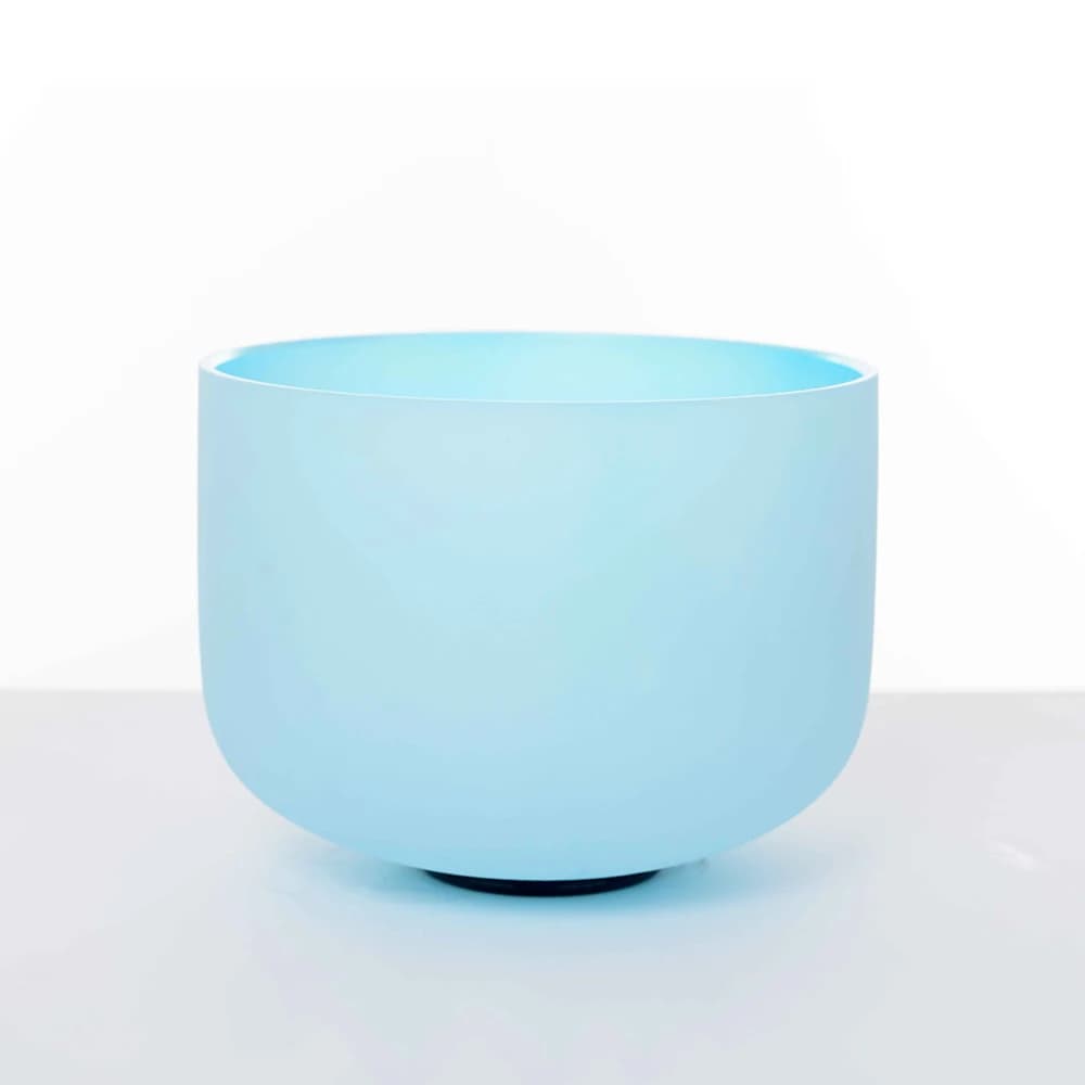 Hye-eun 8inch 440/432hz Blue Quartz Frosted Crystal Singing Bowl Meditation Chakra Bowls for Sound Healing
