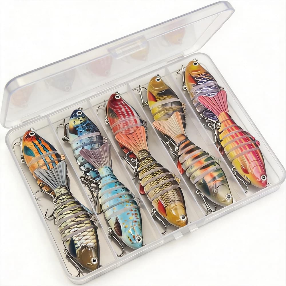10 pcs Multi-Joint Swimbait Fishing Lure Slow-Sinking Lifelike Segmented Swimbait Realistic for Bass Trout Tackle Box