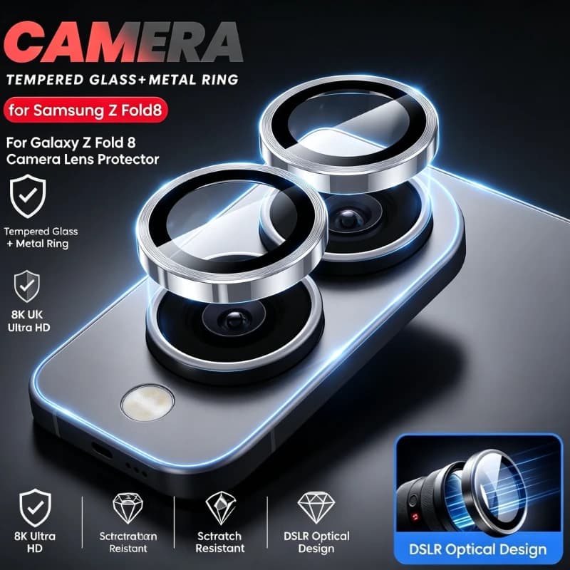1-3 Set Metal Ring + Tempered Glass Camera Protector Cover for Samsung Galaxy Z Fold 8 5G SM-F971B 7.6" 9H Rear Lens Accessories