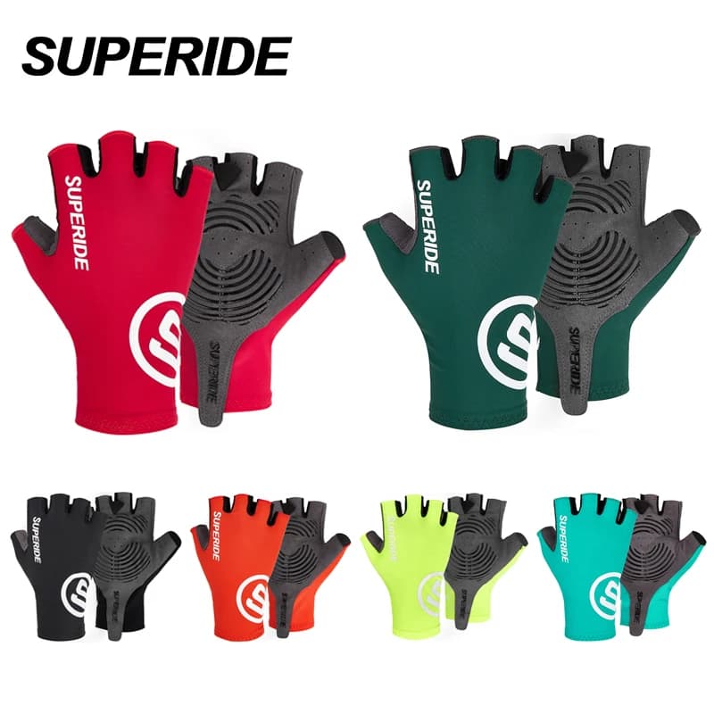 Guanti da Ciclismo SUPERIDE Mezze Dita per Uomo e Donna, Guanti Sportivi Anti-sudore per Bici da Strada, Guanti Imbottiti Antiurto per MTB