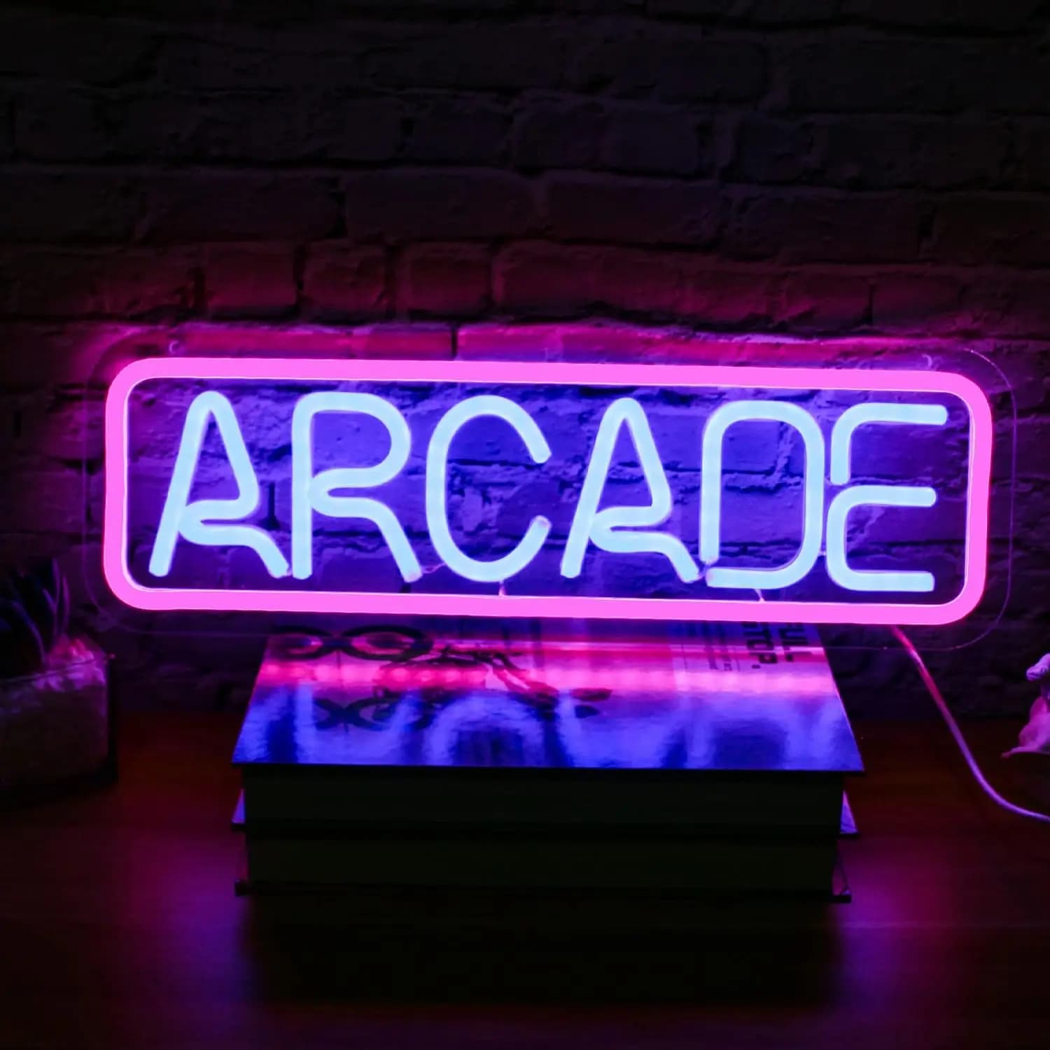 Insegna al neon arcade Insegne a LED con luce al neon Lettere illuminate per sala giochi Home Bar Club Camera da letto Pub Decorazione da parete Regalo di compleanno Rosa