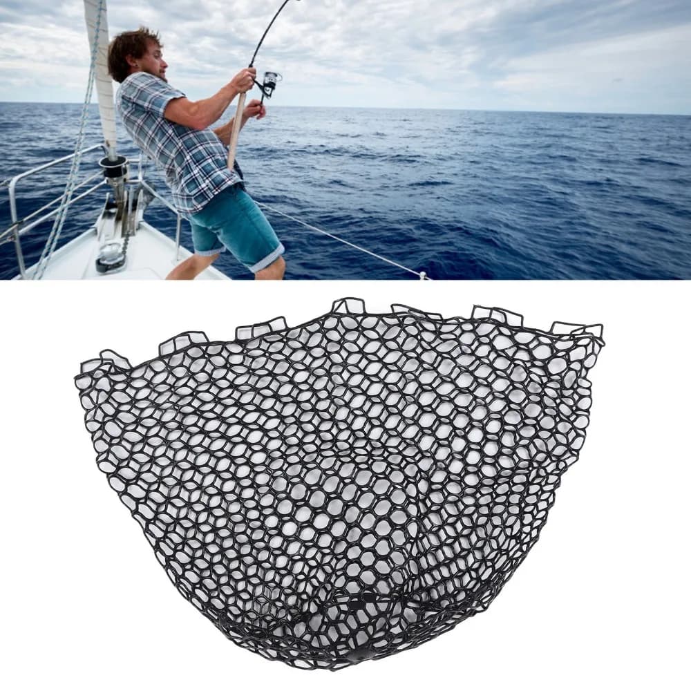 Rete da Pesca Sostitutiva in Gomma Resistente, Profonda 55cm, Rete di Atterraggio Morbida per la Pesca alla Trota