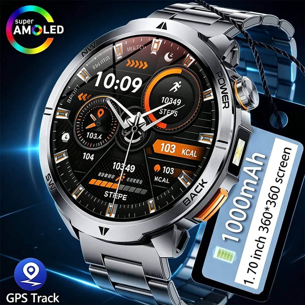 New TREX3 2026 Smartwatch with 1000mAh Large Battery, Adult Resistant, Sports, Fitness, Waterproof, With LED Flashlight and Call Function, for Men