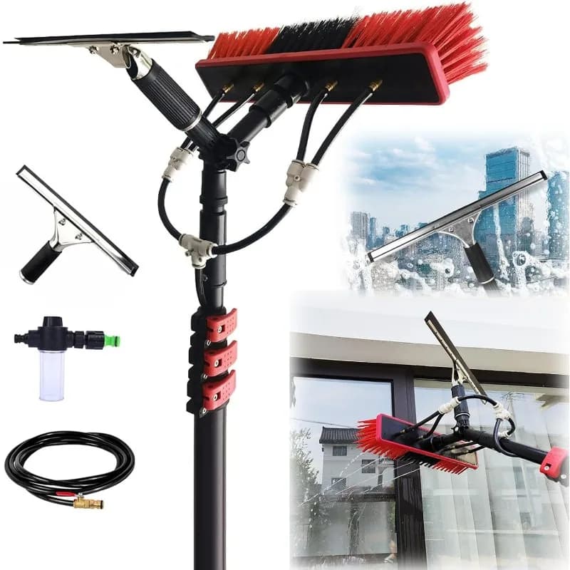Electric Solar Panel Cleaning Brush Robot Aluminum Extension Rod Portable PV Module Washing Cleaning Tool