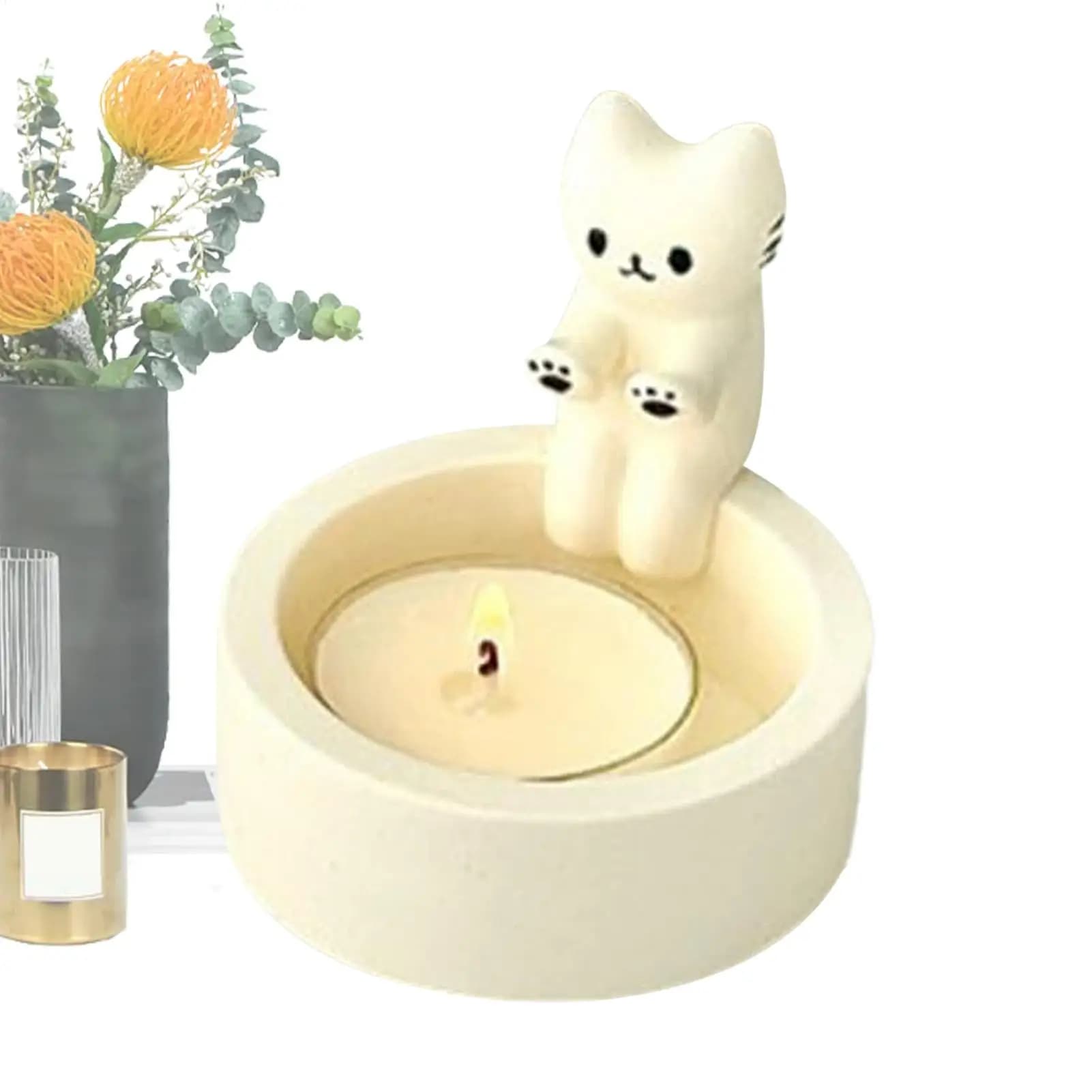 Portacandele a Forma di Gattino, Decorazione da Tavolo per Aromaterapia, Regalo di Compleanno, Ornamento per Soggiorno, Camera da Letto, Scrivania