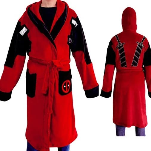 Deadpool Coral Fleece Bathrobe Halloween Christmas Costume Women's Sleepwear Robe Towel Soft Comfortable Spring Summer Autumn