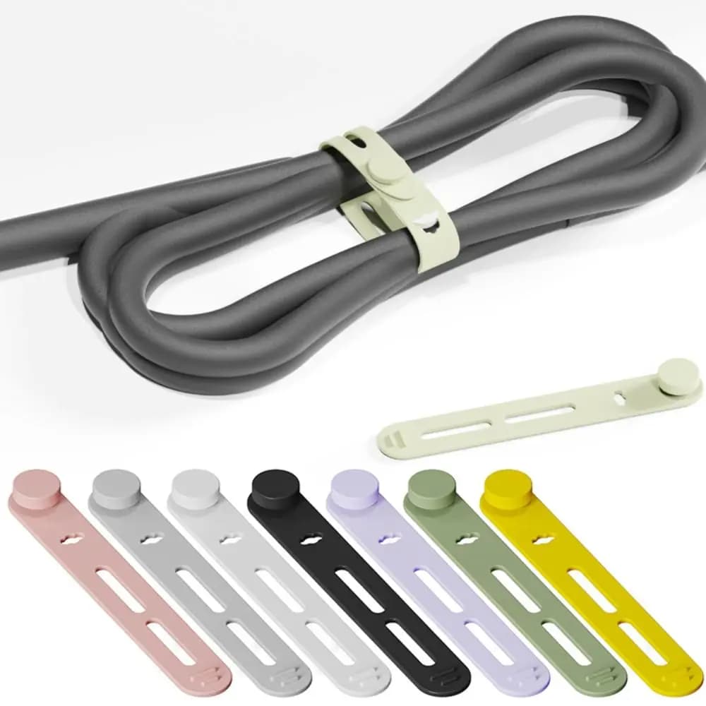 10 Pezzi Fascette in Silicone per Cavi, Organizzatori Elastici per Cavi, Clip per Cavi in Silicone