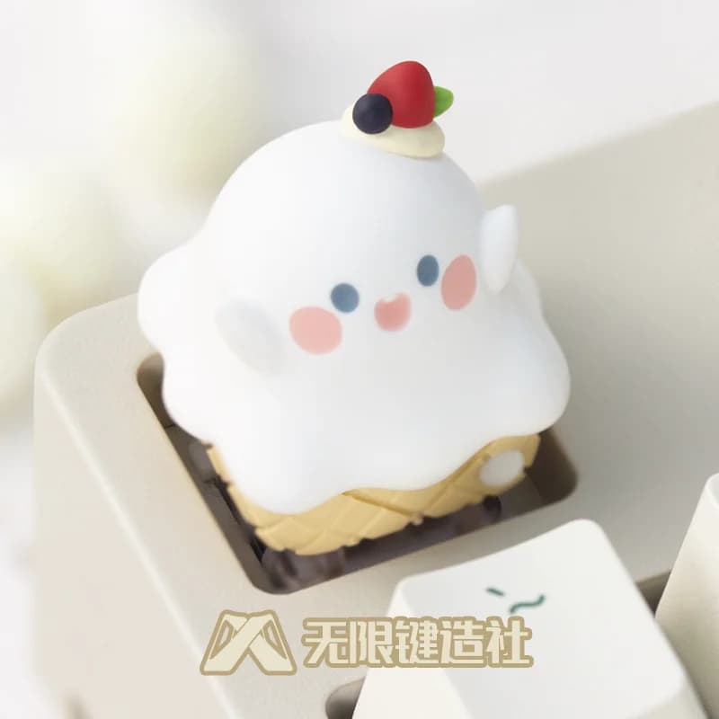 Ghost Ice Cream Cone Cute Personalized Keycaps Single Creative Resin Mechanical Keyboard Keycaps Customized ESC Gift