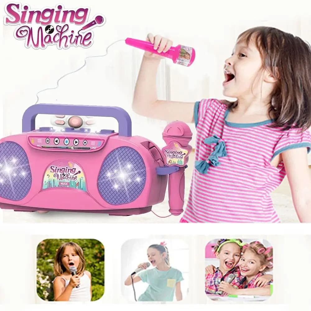 Macchina da canto per bambini con microfono Karaoke portatile per bambini con luci Strumento musicale Giocattoli Regalo di compleanno per bambini