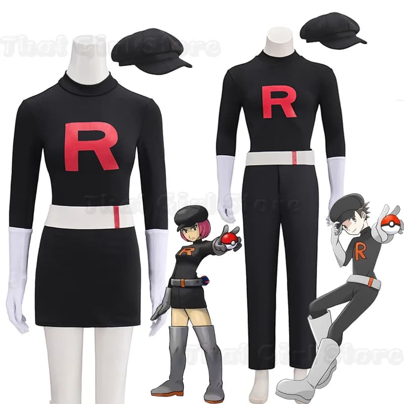 Game Team Rocket Cosplay Jessie Musashi James Kojirou Costume Halloween Carnival Party Accessories Set Roleplay Cos Sportwear
