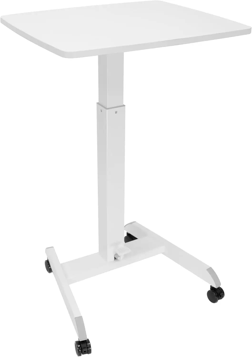 Scrivania Mobile per Laptop con Ruote, Tavolo Regolabile in Altezza per Computer, per Casa, Ufficio, Aula, 236x205 cm, Bianco