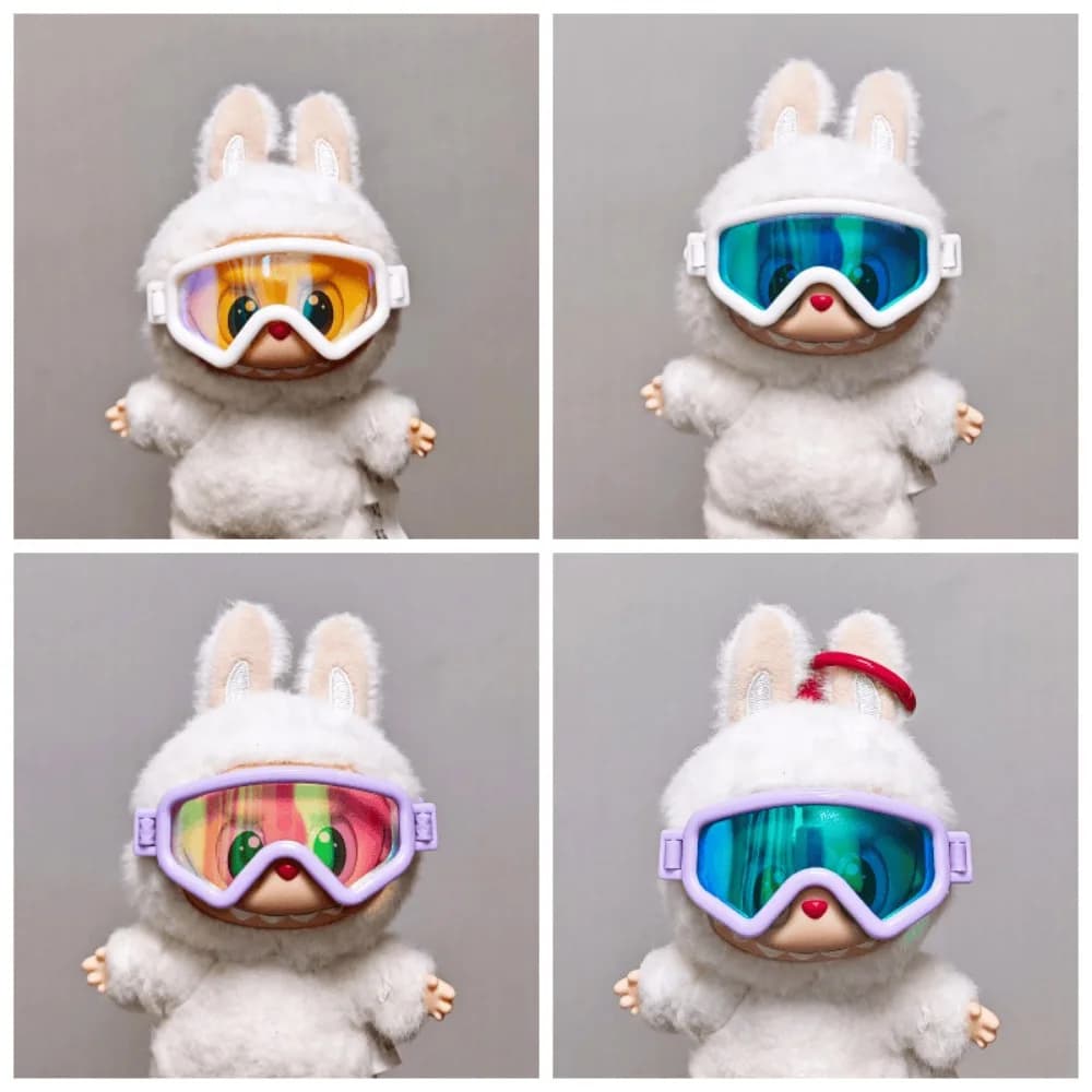 Occhiali da Sci Colorati per Bambole, Occhiali Protettivi per Bambole Labubu da 15-17 cm, Accessori per Vestiti e Occhiali per Bambole