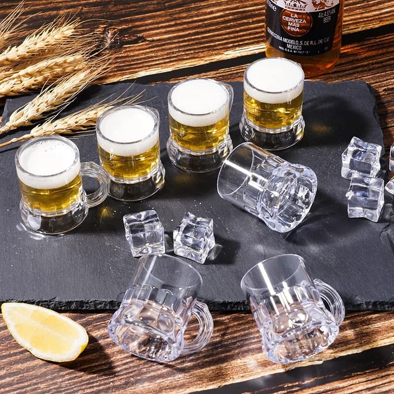 5PCS 30ml Bicchiere di birra Manico piccolo Whisky in plastica Mini per tazza da festa Bicchieri in vetro Cucina Sala da pranzo Bar Decorazione del giardino di casa