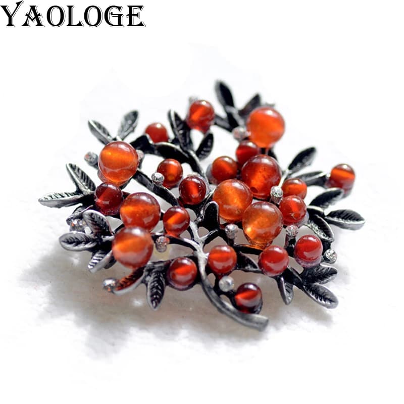 Nuovo bouquet di foglie di piante in pietra naturale Spille in metallo Spille per sciarpe Accessori da sposa vintage di moda per gioielli da donna2019