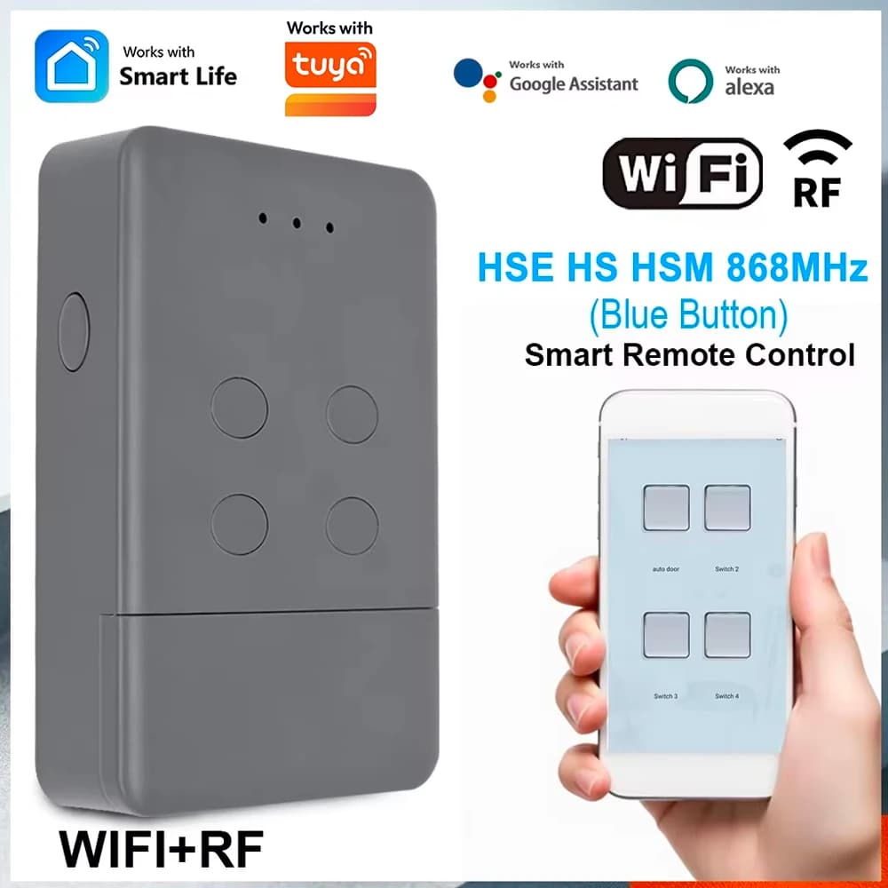 Apriporta Smart WIFI per Garage e Cancello con Telecomando HSM2 HSM4 HSE2 HSE4 HS1 HS2 HS4 868MHz, Compatibile con Tuya Alexa